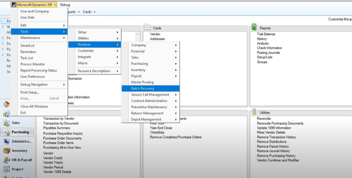 Batch Stuck In Posting Microsoft Dynamics GP How to Use Batch Recovery Great Plains 2