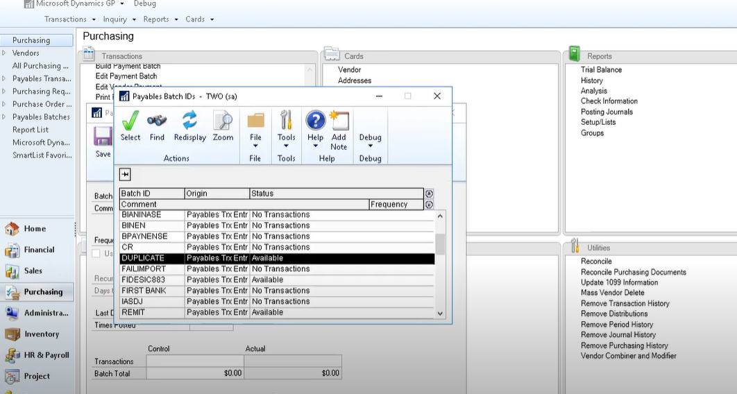 Batch Stuck In Posting Microsoft Dynamics GP How to Use Batch Recovery Great Plains 4